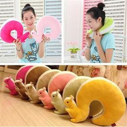 Nap Pillow Novelty Squirrel Animal Cotton Plush U Shape Neck Travel Car Home Office Health Care LJ200821166i