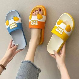 Slippers Women's Summer Casual One Word Soft Bottom Non Slip Cartoon Home Bathroom Outdoor