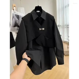 Women's Vests European Goods Niche Vest Two-Piece Set Long-Sleeved Shirt Early Autumn Mid-Length French Chic Unique Top