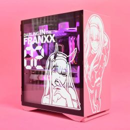 Players DARLING In The FRANXX ZeroTwo Anime Stickers for ATX Mid PC Case Cartoon Computer Decorative Decal Waterproof Removable