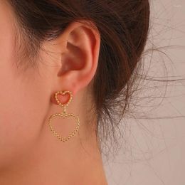 Dangle Earrings Hollow Heart Shaped For Women Geometric Trendy Luxury Piercing Jewellery Accessories