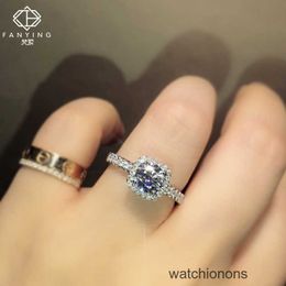 High-end Luxury Ring Xiaofan Familys Fanying 18K Gold Mosang Stone Ring Micro Set with Broken Diamond Clash for Women