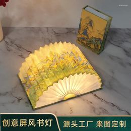 Table Lamps Book Lamp Creative Gift Wholesale Internet Celebrity Led Ambient Light Chinese Style Paper Art Folding Boy LampSmall