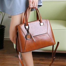 Evening Bags Retro Oil Wax Genuine Leather Handbags Women Fashion Large Capacity Tote Shoulder Bag Ladies Cowhide Crossbody