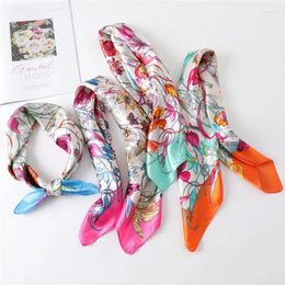 Scarves Nejanhom 23 23inch Silk Touch Satin Hair Scarf Small Neck Muffler Hijab Women Handkerchief Printed Female Square Head Bandana