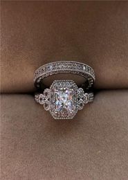 Luxury White Zircon Stone Ring Set New Fashion 925 Silver Engagement Ring Vintage Wedding Rings For Women Bridal Sets6976054