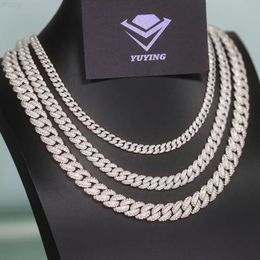 Full Ice Out Mossanite Cuban Chain 6mm 9mm Width 2 Rows S925 Solid Silver Moissanite Cuban Link Chain Hiphop Necklace