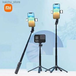 Selfie Monopods P07 Selfie Stick Wireless Bluetooth Extendable Portable Tripod with Shutter Fill Light Aluminium Tripod Selfie Stick Y240418