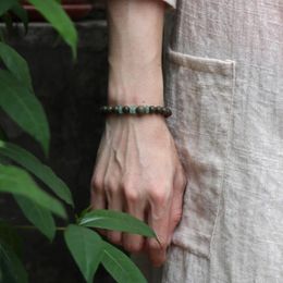 Strand Green Sandalwood Buddha Beads Artistic Men And Women's Bracelets Couple Transport Jade Stone Niche Retro