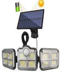 5m Wire 3 Heads Solar Lights Motion sensor LED Outdoor Solar Wall Lamp LED Porch Light Waterproof Sunlight Powered for Garden7066608