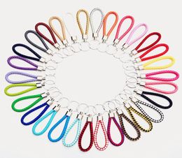 CR Jewellery Mix Colour PU Leather Braided Woven Keychain Rope Rings Fit DIY Circle Pendant Key Chains Holder Car Keyrings Jewellery Ac9325573