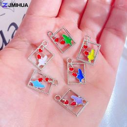 Charms 15pcs Alloy Enamel Pendant Earring For Jewelry Making Supplies DIY Handmade Crafts Accessories 16.4x11mm