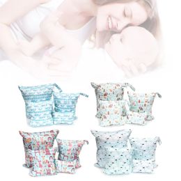 Belt 4 Pcs/Set Fashion Print Baby Diaper Storage Bags Reusable Washable Travel Nappy Pouch Waterproof Wet Dry Cloth Organizer A2UB