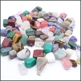 Loose Gemstones Natural Stone Pendants Irregar Jade Pendant Necklace Agate Quartz Opal Jewelry No Chain Drop Delivery Otdy9