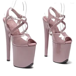 Dress Shoes Sexy 20cm/8inches Shiny PU Upper Electroplate Platform High Heel Sandals Model Pole Dance 260