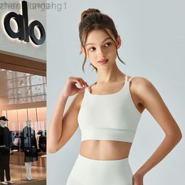 Desginer Alooo Yoga Tanks Sports Adjustable Back Buckle Half Fixed One Piece Cup Vest Fitness Running Bra for Women