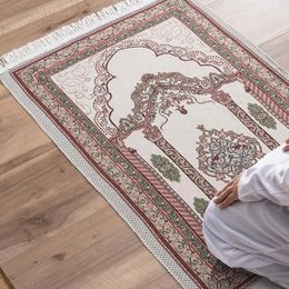 Non-Slip Soft Prayer Mat Worship Blanket Worship Kneel Embossing Floor Carpet Portable Travel Prayer Rug Arabic Mat Ramadan Gift 240409
