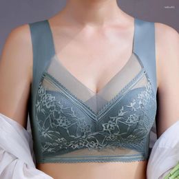 Bras One-piece Fixed Cups Wrap Bra Bustier Sports Without Steel Ring Ice Silk Non-marking Tank Top Underwear Sexy Lace Plus Size
