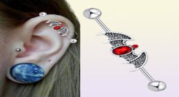 Plugs & Tunnels Drop Delivery 2021 14G Stainless Steel With Red Cz Gem Industrial Bar Piercing Barbell Earring Fashion Body Jewellery Pir6452929