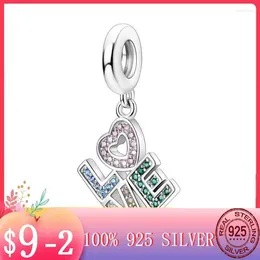 Charms 2024 Sparkling Love Letter Zircon Dangle Charm Fit Original MULA Bracelet Necklace Pendant Beads Women Silver Color Jewelery