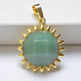 Pendant Necklaces Green Aventurine Stone Faceted Bead Sunlight Jewelry For Woman Gift S3099