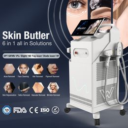 6 In 1 Opt Ipl Laser Permanent diode laser Hair Removal Machine Nd Yag Laser Carbon Peeling Tattoo Remove Rf Skin Whitening equipment CE FDA certificated