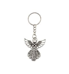 30pcs Antique silver Alloy Angel Band Chain key Ring Travel Protection DIY Jewelry9194206