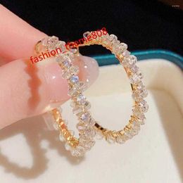 Hoop Earrings Woman Large Simulated Crystal Aesthetic Accessories Korean Fashion Ear Buckles Luxury Designer Jewellery