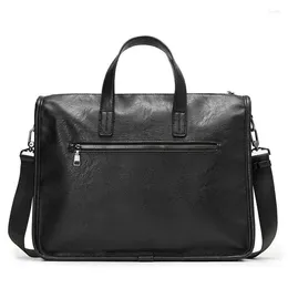 Briefcases Man Briefcase Transverse Men Shoulder PU Leather Bag Clutch Handbags Laptop Executive Business Large Capacity Teacher