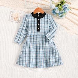 Girl Dresses Toddler Dress Girls Party Autumn Winter Plaid Long Sleeved Retro Princess Children's Clothing 4-7 Years