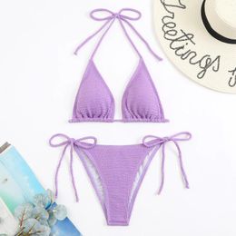 Women's Swimwear Sexy Brazilian Bikini 2024 Women String Trikini Set Thong Swimsuit Solid Female Lady Bathing Suit Swimming Biquine