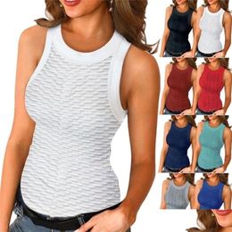 Women'S Tanks & Camis Summer Y White Tank Top Women O-Neck Black Casual Sleeveless Tshirt Ladies Oversize Fitness Sport Vest Plus Size Dhsok