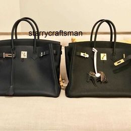 Women Luxury Handbag L New Head Layer Silver Buckle Bag with Genuine Togo Leather Large Capacity 35 Handbag