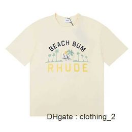 Summer Collection Rhude Tshirt Oversize Heavy Fabric Couple Dress Top Quality t Shirt 213V