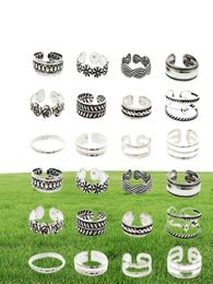 24pcsset Open Toe Rings Silver Plated Toe Rings Fashion Beach Jewelry Accessories Bohemia Style Feet Toe Rings5705348