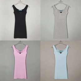 Casual Women's Summer Sling Group Brands Dress Womens Tops Tank Knitted Cotton U Neck Sleeveless Solid Sexy Dresses Elasticity Bodycon Mini Skirt es