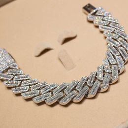 Hip Hop Men Jewellery 925 Silver 20mm Cuban Link 4rows Emerald Moissanite Cuban Chain Link Bracelet
