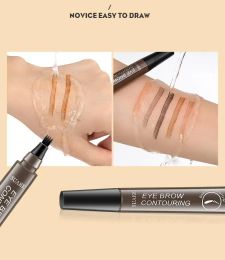 Supply New Brand Makeup 4 Point Eyebrow Pen Makeup For Women 6 Colours Liquid Brow Pencil Dark Brown Waterproof For Eyebrow Tattoo Pen