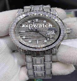 TOP Quality Men039s ETA2836 Watches Iced out Diamond Watch 40MM Silver 904 Stainless Steel case Side of Diamond Face Watch Auto3368416