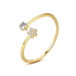 Charming Plum Blossom Zircon Ring S925 Sterling Silver Zircon Star Brand Open Ring Europe and American Vintage Plated 18k Gold Women Ring Jewelry Mother's Day Gift spc