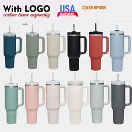 1Pc New Quencher H2.0 40Oz Stainless Steel Tumblers Cups With Silicone Handle Lid And Straw 2Nd Generation Car Mugs Vacuum Insulated Water Bottles With G8821 0418