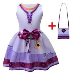 Girl Dresses Movie Wish Asha Costume For Kids Halloween Party Flying Sleeve Vestido Outifit Children Princess