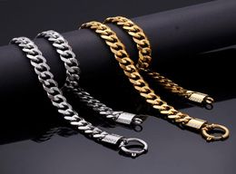 KN81576K high quality stainless steel silver gold cuban curb chain link necklace 11mm wide 50cm 20039039 lenght full cr7255138