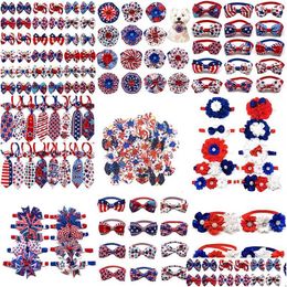 Dog Apparel Jackets 50Pcs 4Th Of Jy Independence Days Cat Bowties Pet Collars Puppy Small Bows Tie Grooming Accessories Supplie Drop Dhikw