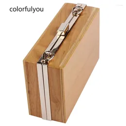 Bag Solid Color Wooden Bags For Women Shoulder Small Retro Chain Crossbody Designer Brand Ladies Clutches Purse