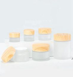 Frosted Glass Jar cream bottle Storage Boxes with imitation wooden lids 5G 10G 15G 30G DWB62658253865