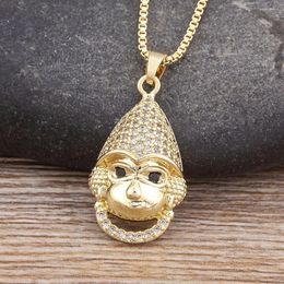 Pendant Necklaces AIBEF Animal Monkey Necklace For Women Men Copper Zircon Gold Colour Long Sweater Jewellery Accessories Wholesale