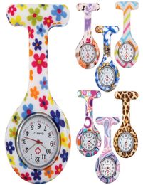 whole Fashion Unisex round Nurse Doctor Pin lady Silicone Rubber camouflage quartz watch Zebra Leopard flower Pocket candy wat1378365