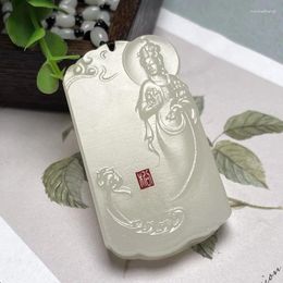 Pendants Natural White Jade Hand Carved Lotus Pendant Fashion Boutique Jewellery Men And Women Necklace Gift