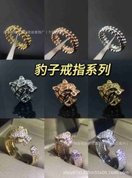 High End Designer jewelry rings for womens Carter Leopard Full Diamond out Ring for Female with Sense and Small Crowd Original 1:1 With Real Logo